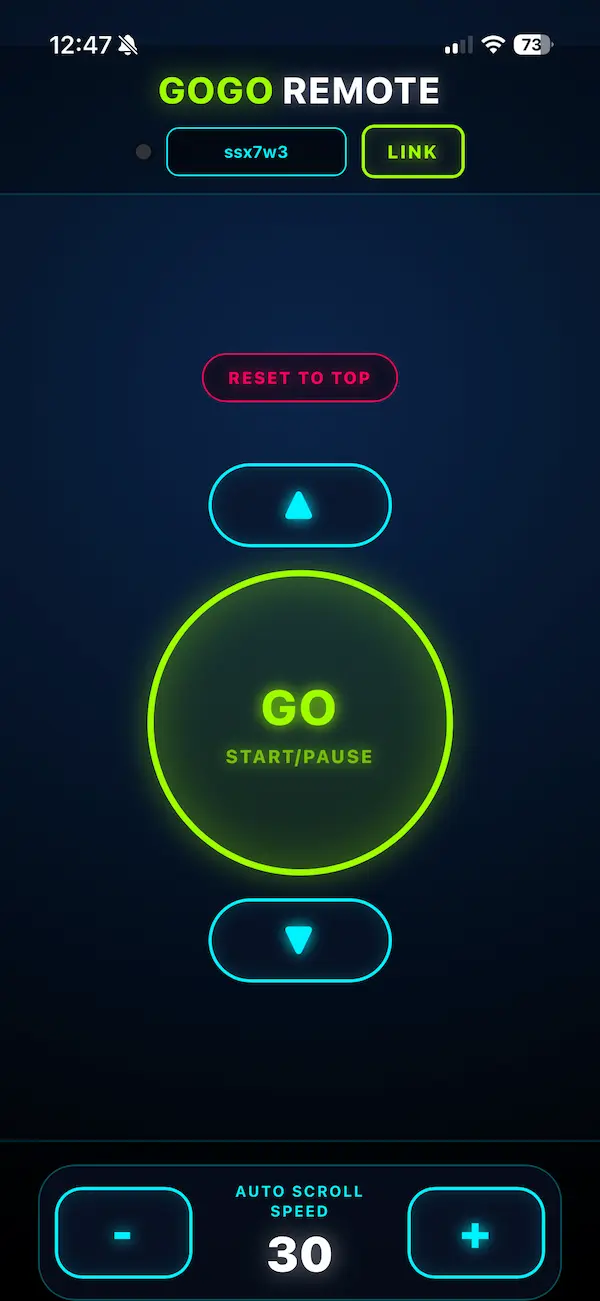 GoGo Remote App Interface